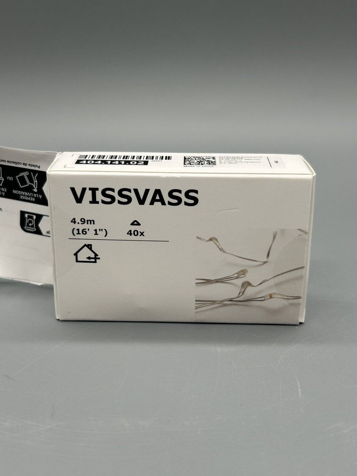 IKEA VISSVASS Lichterkette (40) LED innen/batteriebetrieben silberfarben