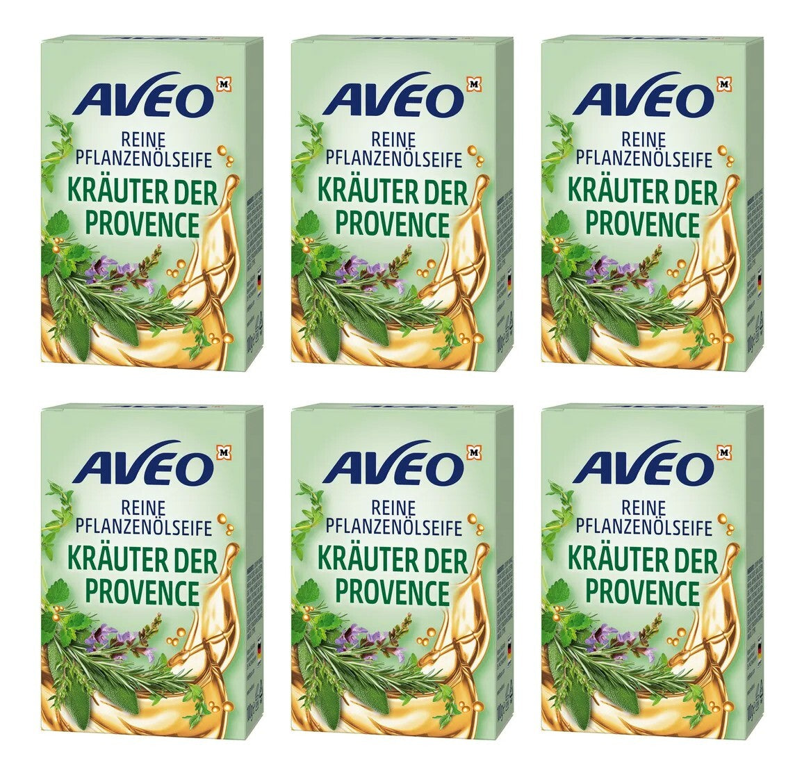 6 x 100g | AVEO Reine Pflanzenölseife Kräuter der Provence